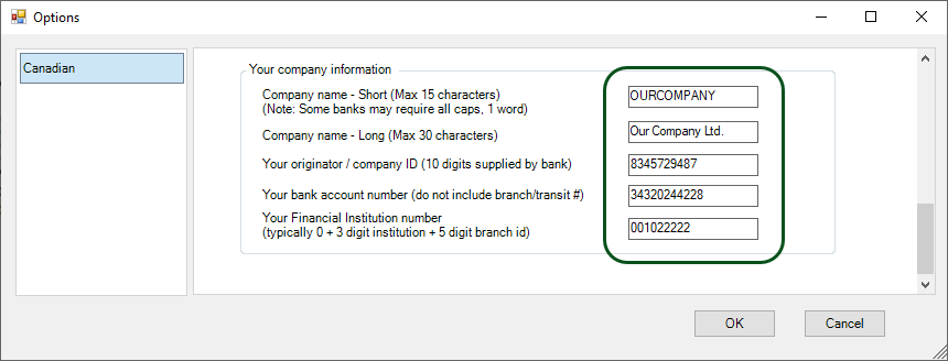 canadian bank account number format